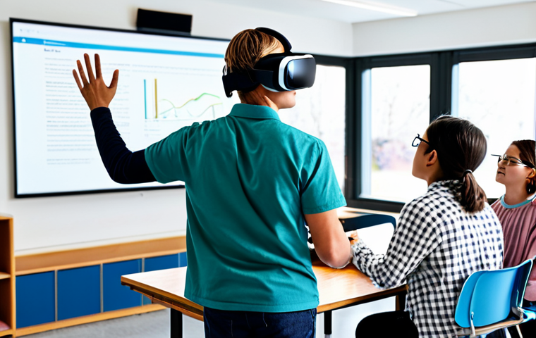 VR 교육 콘텐츠에서의 효과적인 상호작용 설계 - VR Classroom Interaction**

"A diverse group of students wearing VR headsets in a bright, modern cla...