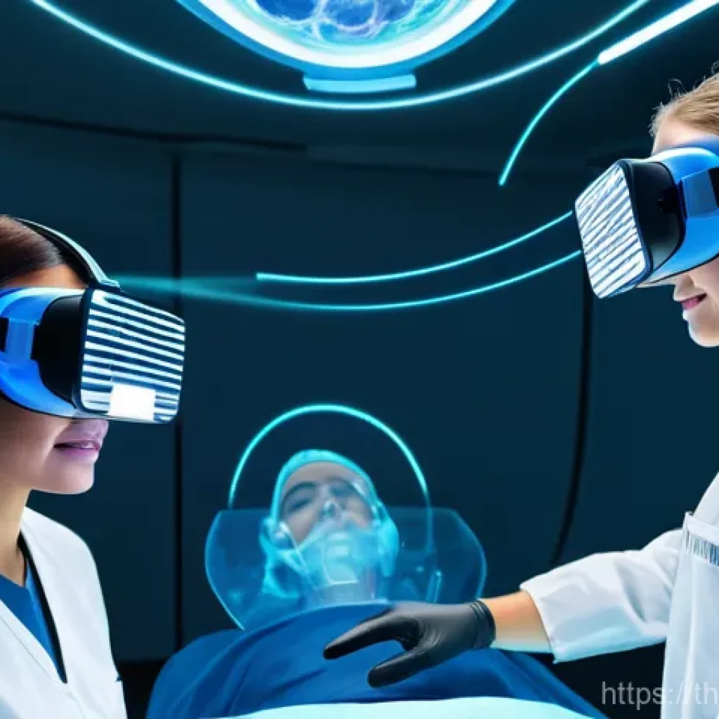 XR 콘텐츠에서의 게임화 요소의 활용 - **Prompt 1: Immersive Medical Training in XR**
A group of focused medical students, both male an...