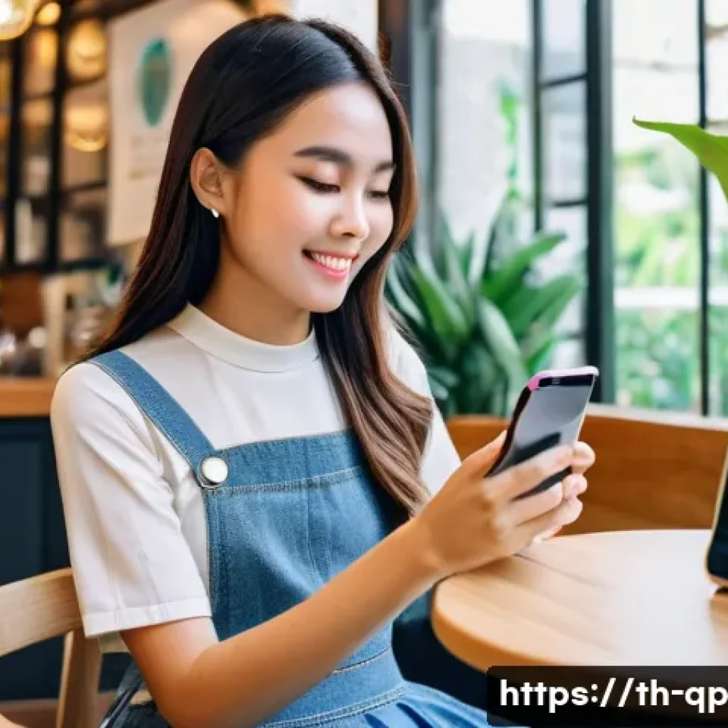 AR 기반 이커머스의 상호작용 디자인 트렌드 - **Prompt:** A young Thai woman in her early twenties is browsing an online clothing store on her sma...