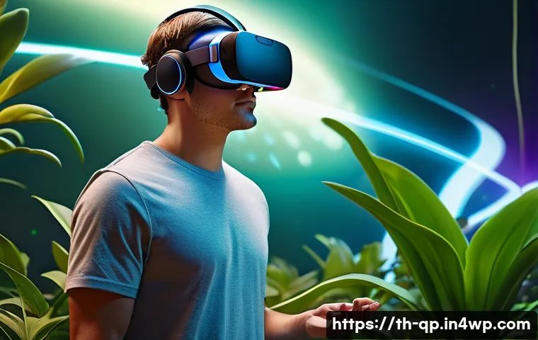 XR 콘텐츠 상호작용 디자인의 필수 요소 목록 - **Prompt:** A young adult, wearing a sleek, modern VR headset, stands in a brightly lit, futuristic ...