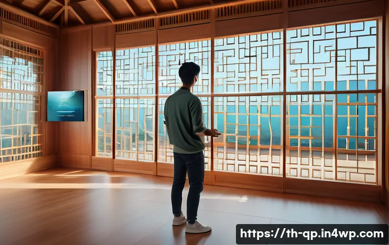 사용자 몰입을 위한 XR 콘텐츠 디자인 전략 - A futuristic XR user interface scene set in a modern Thai-style room with warm natural light filteri...