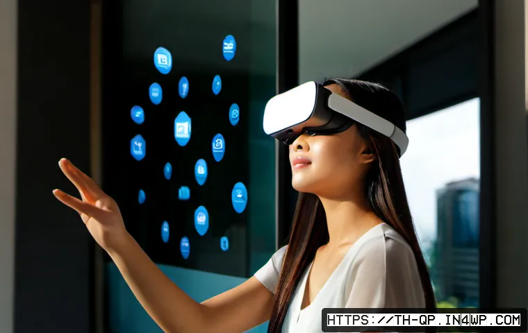 Home 30 XR 콘텐츠의 상호작용에 대한 사용자 기대 분석 - Photorealistic Thai young adult wearing a sleek mixed-reality headset in a modern Bangkok apartment,...